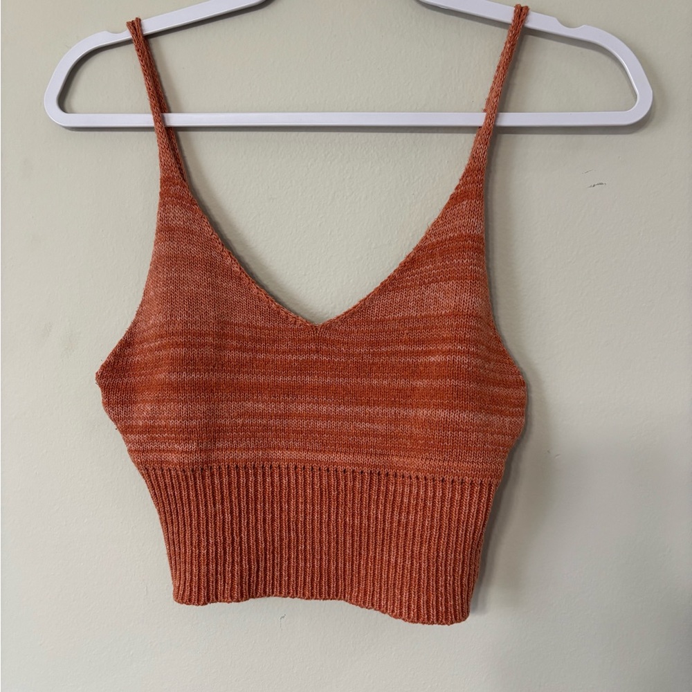 Women's Orange Knit Crop Top